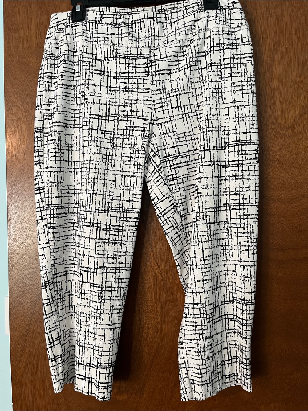 Zac & Rachel Black and White Crosshatch Straight Leg Pants